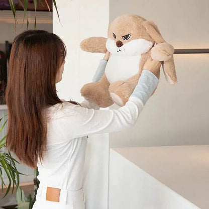 Cute Angry Beige Plush Bunny Toy