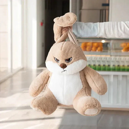 Cute Angry Beige Plush Bunny Toy