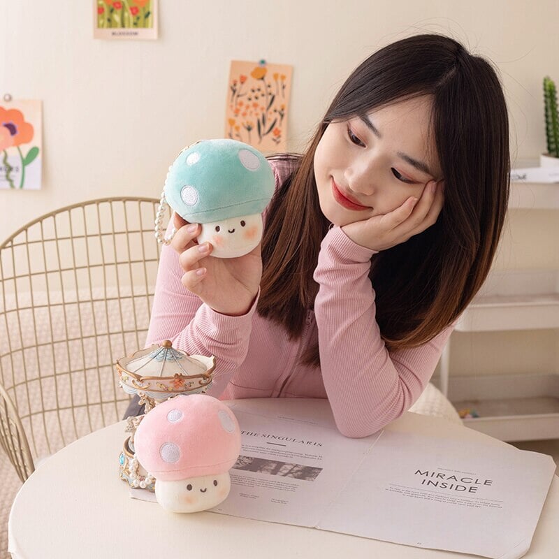 Soft Cute Fungi Plush Keychain Charms
