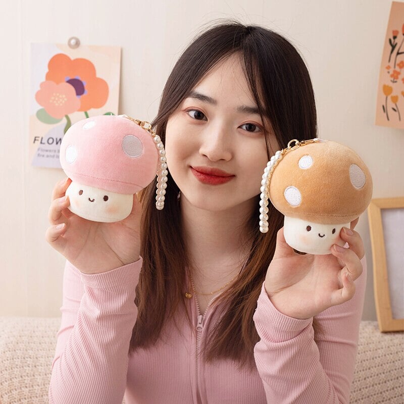 Soft Cute Fungi Plush Keychain Charms