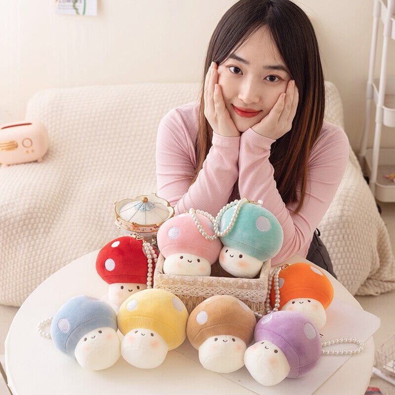 Soft Cute Fungi Plush Keychain Charms