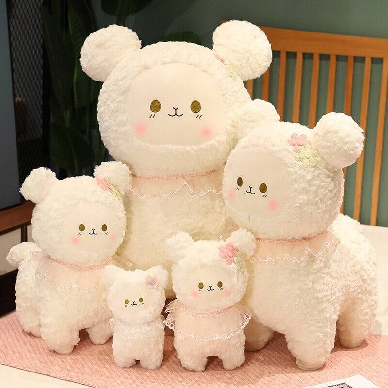 Adorable Plush Lamb Figurine Set