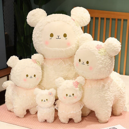 Adorable Plush Lamb Figurine Set