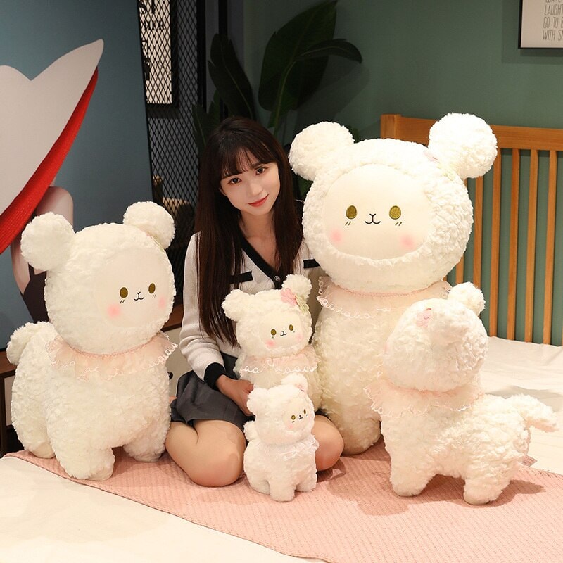 Adorable Plush Lamb Figurine Set