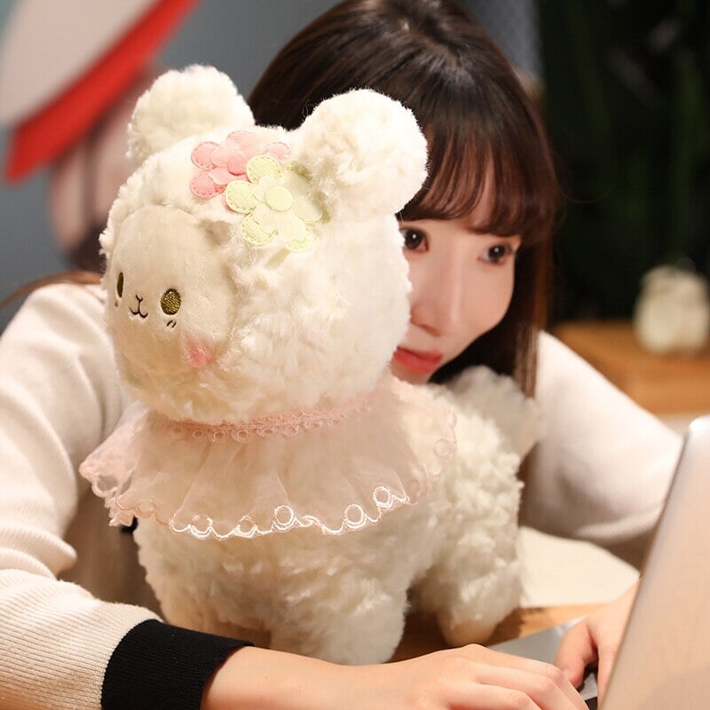 Adorable Plush Lamb Figurine Set