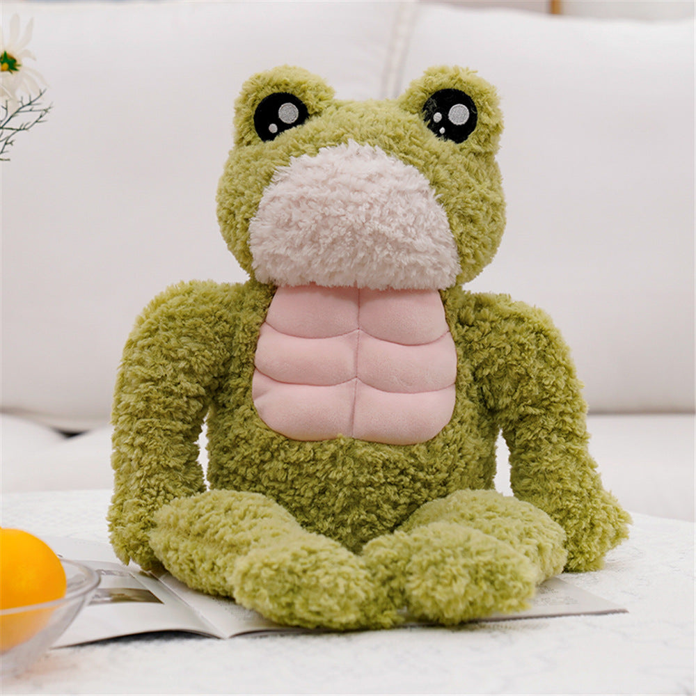 Cute Green Muscle Frog Stuffed Toy