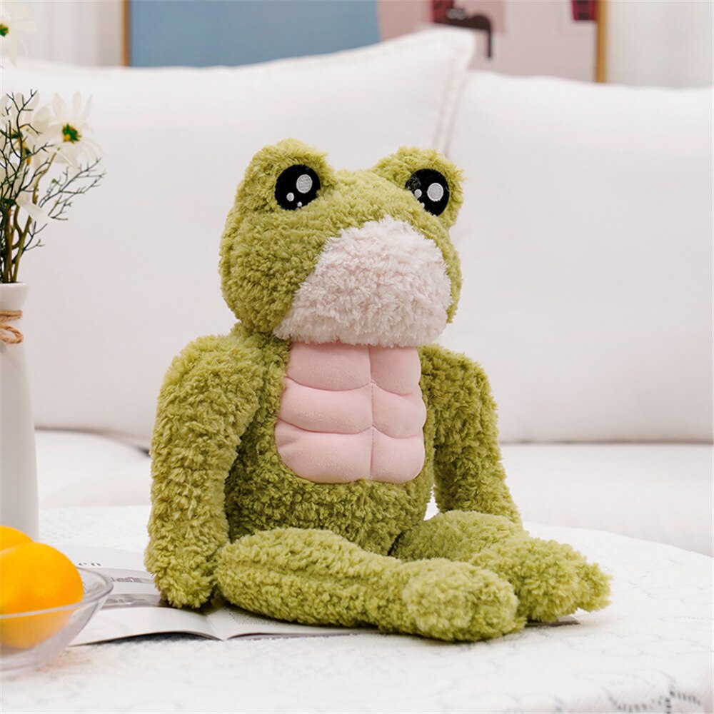 Cute Green Muscle Frog Stuffed Toy