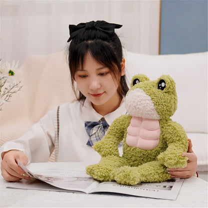 Cute Green Muscle Frog Stuffed Toy