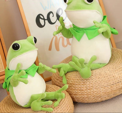 Cute Green Frog Stuffed Animal Toy with Cap