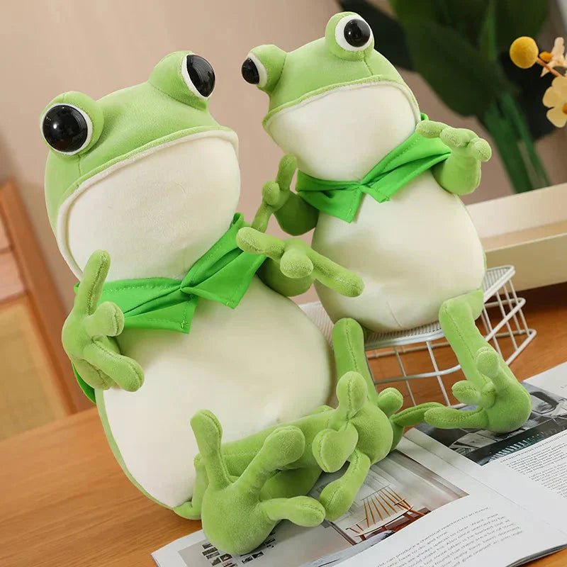 Cute Green Frog Stuffed Animal Toy with Cap