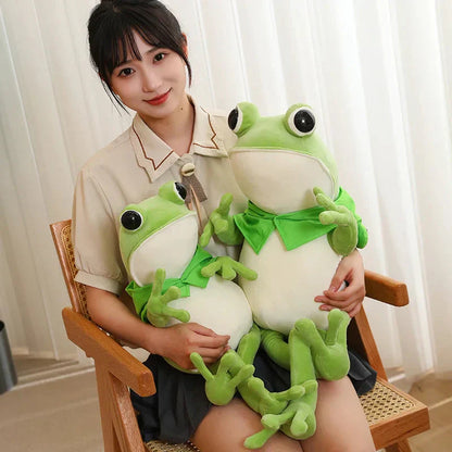 Cute Green Frog Stuffed Animal Toy with Cap