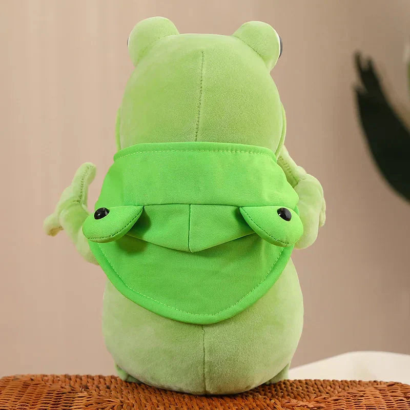 Cute Green Frog Stuffed Animal Toy with Cap
