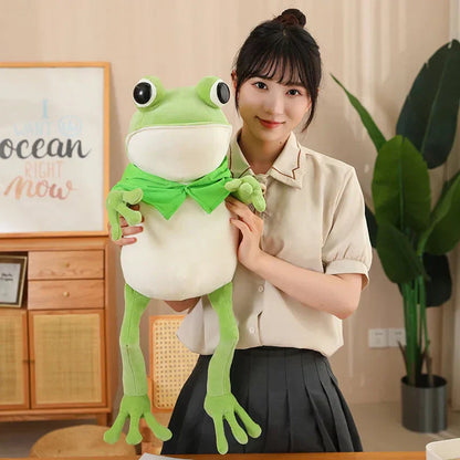 Cute Green Frog Stuffed Animal Toy with Cap