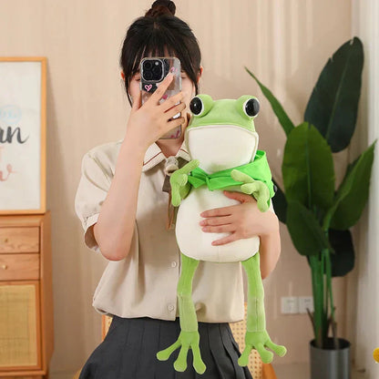 Cute Green Frog Stuffed Animal Toy with Cap