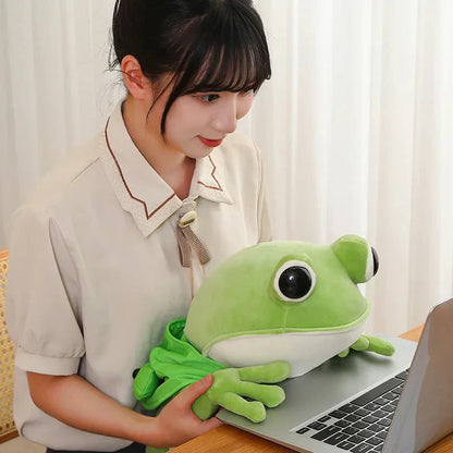 Cute Green Frog Stuffed Animal Toy with Cap