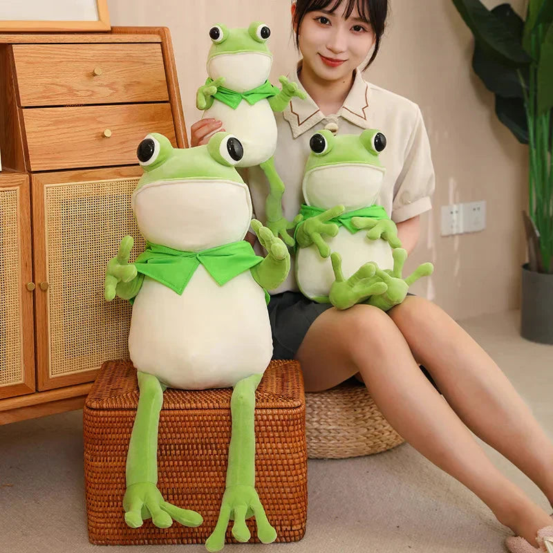 Cute Green Frog Stuffed Animal Toy with Cap