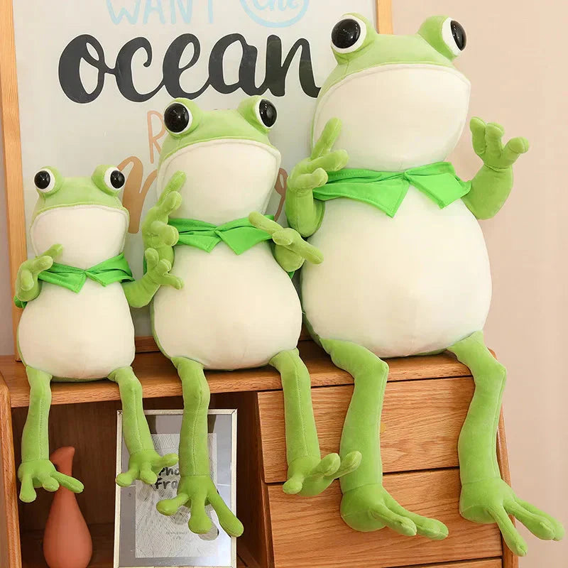 Cute Green Frog Stuffed Animal Toy with Cap