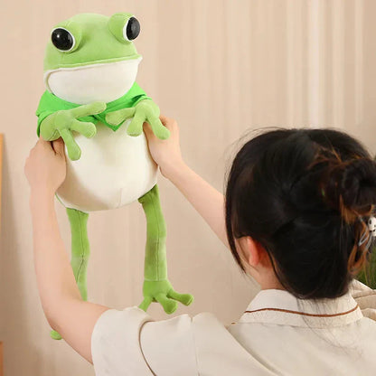 Cute Green Frog Stuffed Animal Toy with Cap
