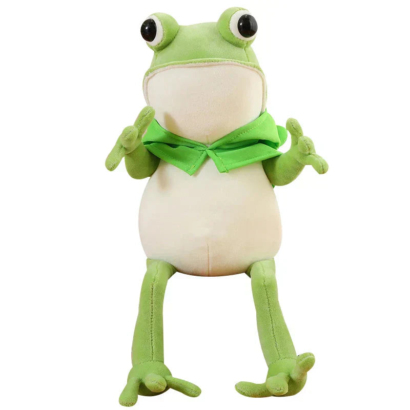Cute Green Frog Stuffed Animal Toy with Cap