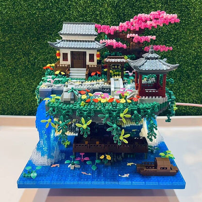 Colorful Japanese Sakura Tree Island Mini Building Blocks