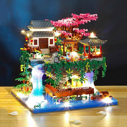Colorful Japanese Sakura Tree Island Mini Building Blocks