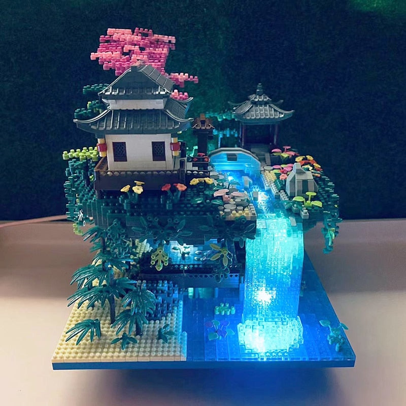 Colorful Japanese Sakura Tree Island Mini Building Blocks