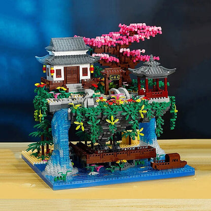Colorful Japanese Sakura Tree Island Mini Building Blocks