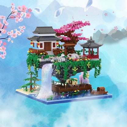 Colorful Japanese Sakura Tree Island Mini Building Blocks