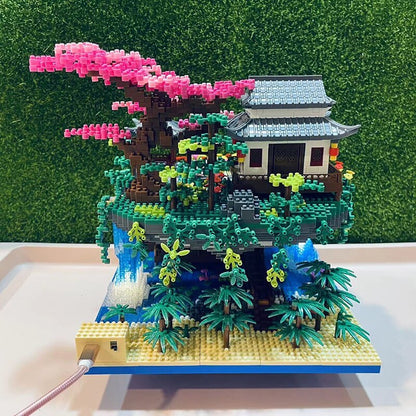 Colorful Japanese Sakura Tree Island Mini Building Blocks