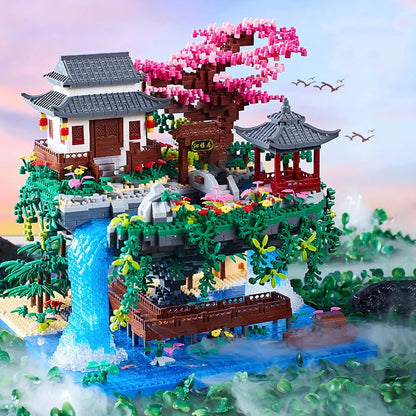Colorful Japanese Sakura Tree Island Mini Building Blocks