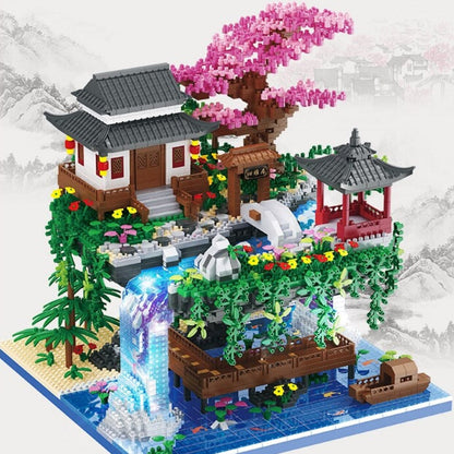 Colorful Japanese Sakura Tree Island Mini Building Blocks