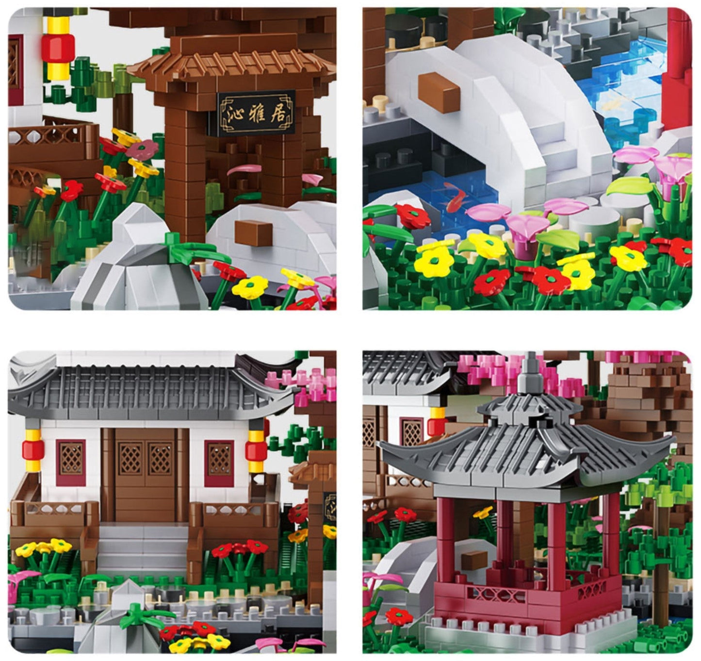 Colorful Japanese Sakura Tree Island Mini Building Blocks