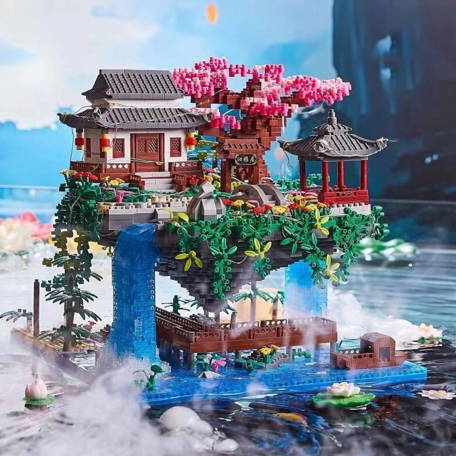 Colorful Japanese Sakura Tree Island Mini Building Blocks - Befez