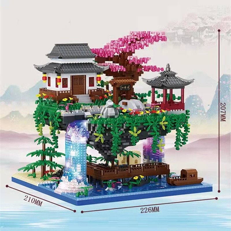 Colorful Japanese Sakura Tree Island Mini Building Blocks