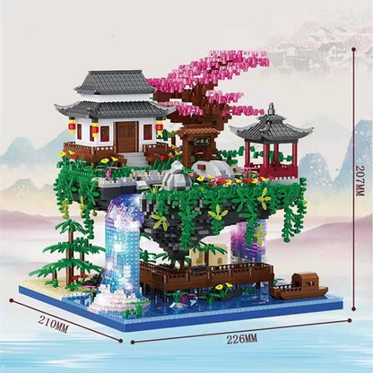 Colorful Japanese Sakura Tree Island Mini Building Blocks