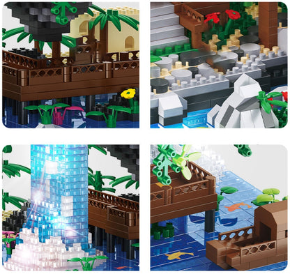 Colorful Japanese Sakura Tree Island Mini Building Blocks