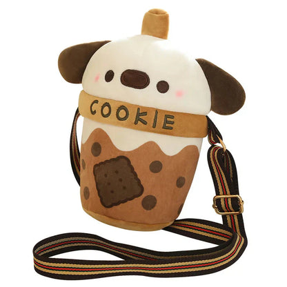 Adorable Dog Plush Bubble Tea Tote Bag
