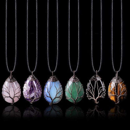 Sparkling Green Stone Teardrop Pendant Necklace