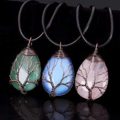 Sparkling Green Stone Teardrop Pendant Necklace
