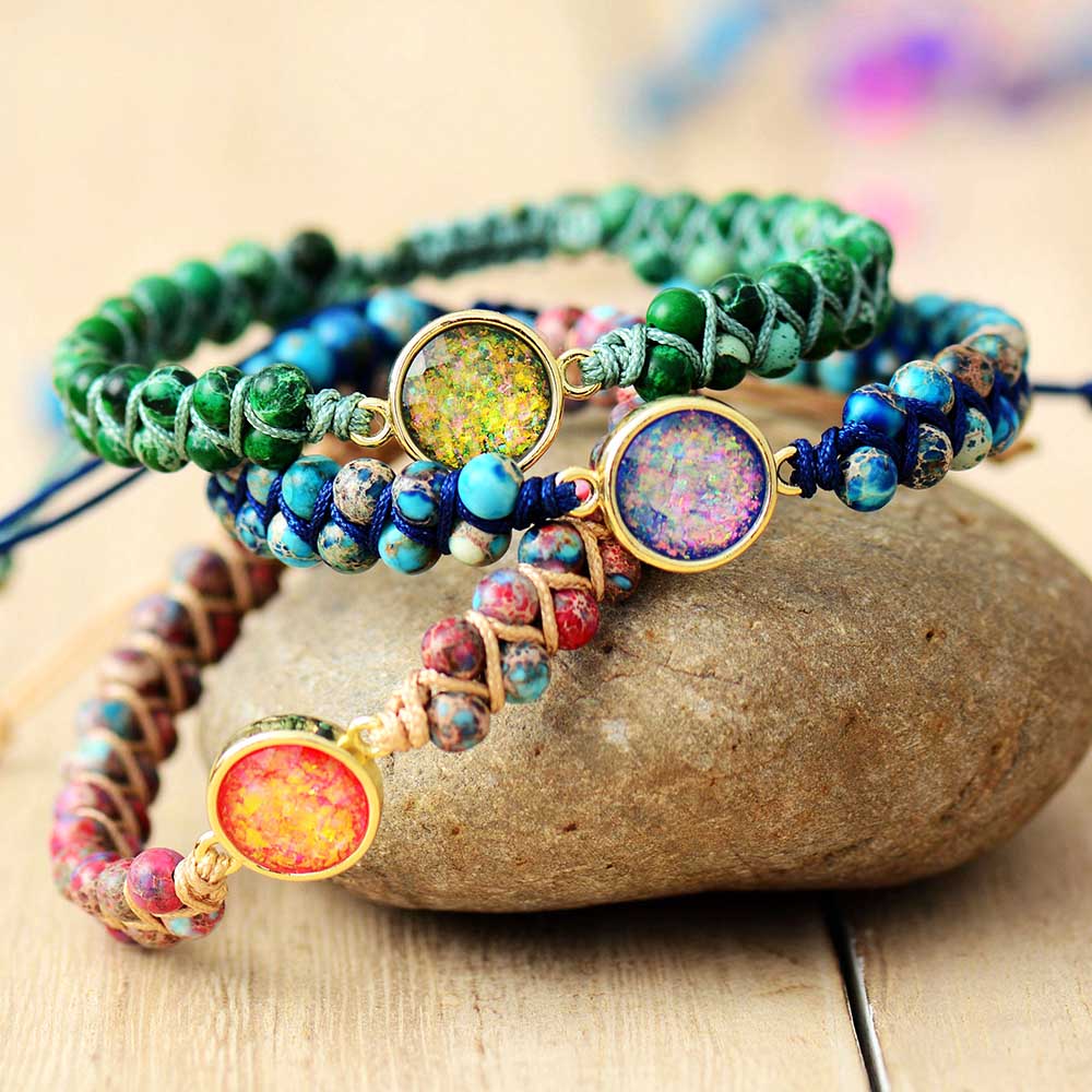 Natural Opal Jasper Earthy Gemstone Bracelet