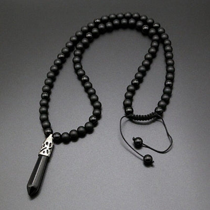 Elegant Black Bead Mala Necklace