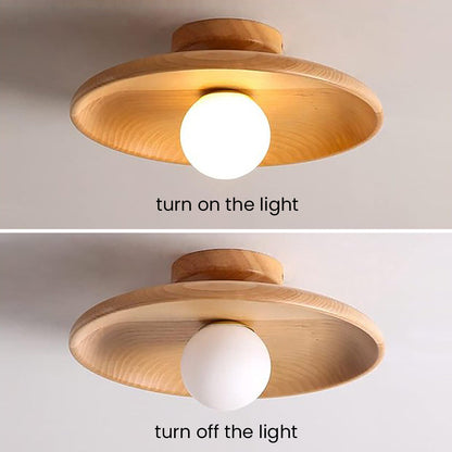Simple Wood Round Ceiling Lamp for Home Lighting