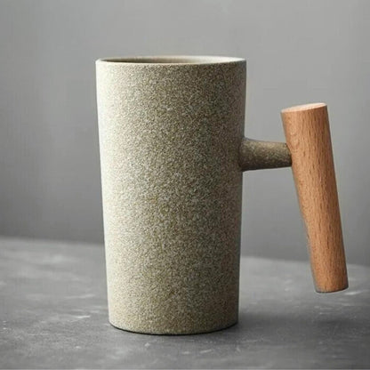 Natural Earthtone Ceramic Coffee Mugs with Comfort Grip