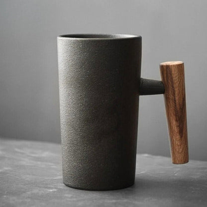 Natural Earthtone Ceramic Coffee Mugs with Comfort Grip
