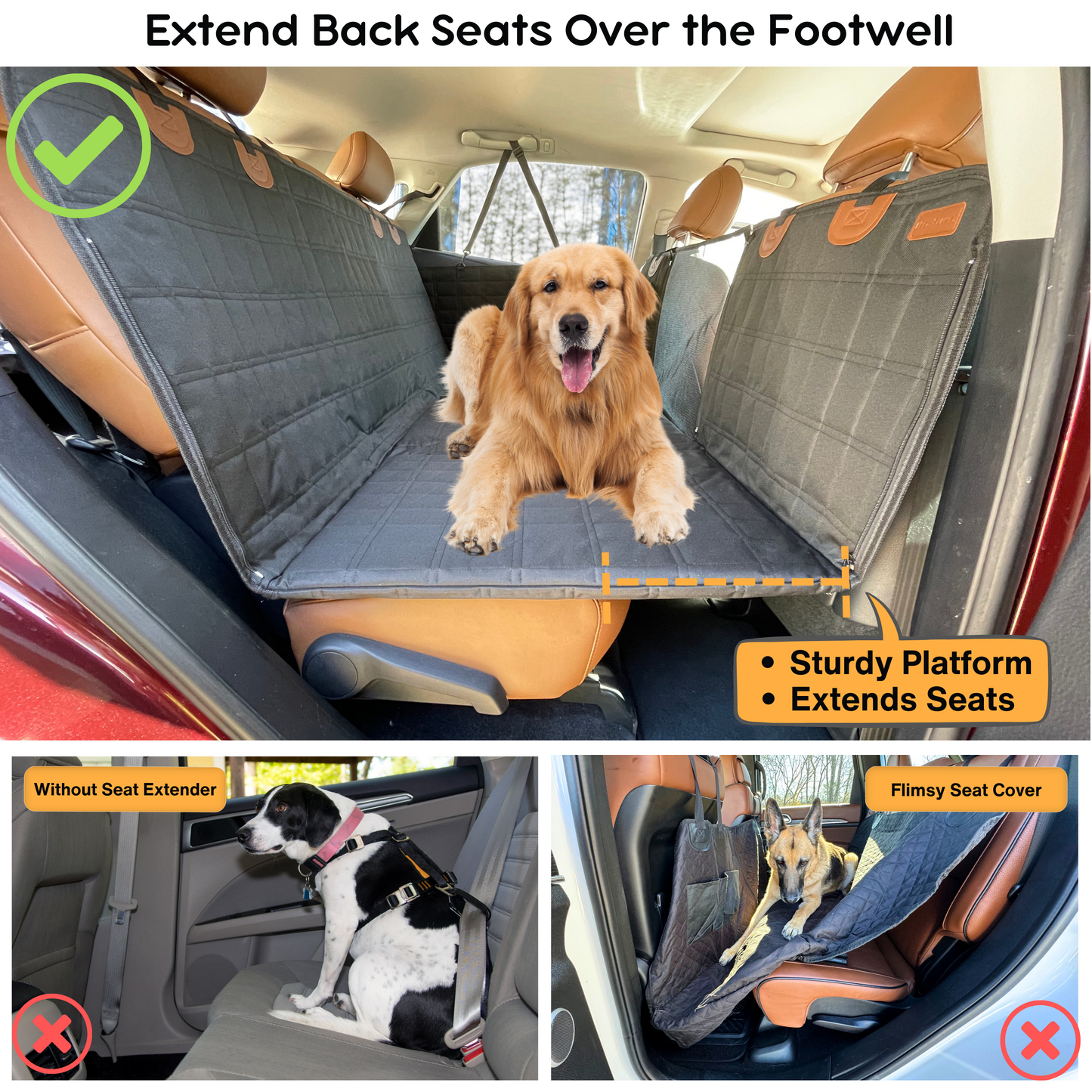 Pet Back Seat Extender with Door Protectors