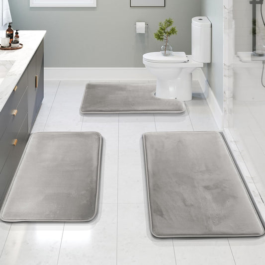 Soft Plush 3 Piece Bathroom Mat Set - Befez