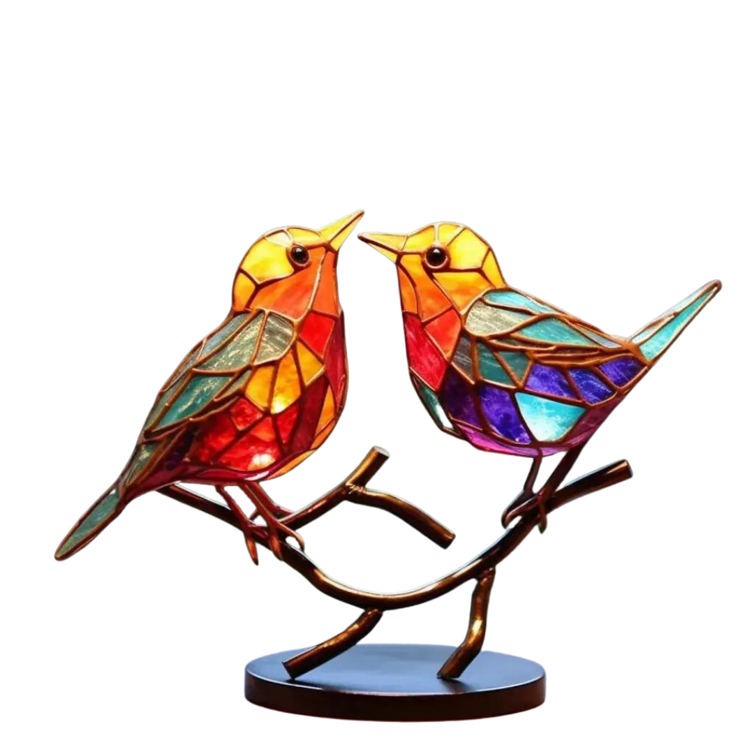 Vibrant Bird Branch Home Decor Figurine