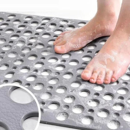 Antibacterial Bathroom Mat with Suction Cups and Fast Drainage
