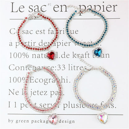Sparkling Crystal Cat Collar with Heart Pendant