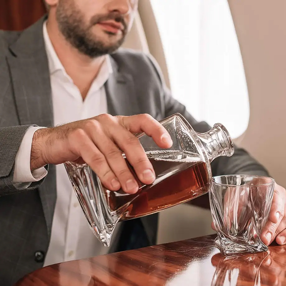 Premium Glass Whiskey Decanter and Tumbler Set